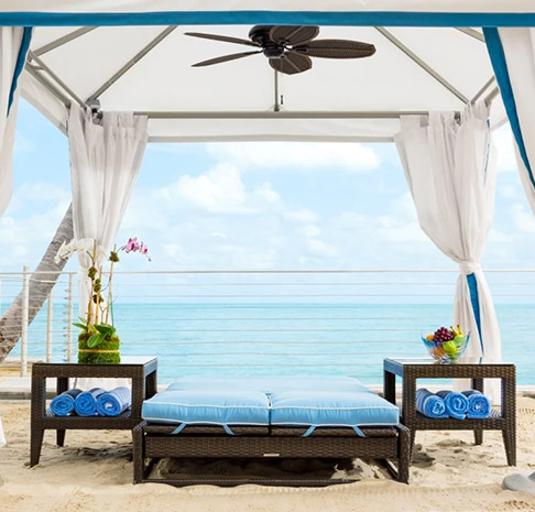 Private cabana set up at the beach. 