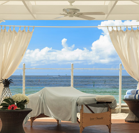 Spa set up with ocean view.