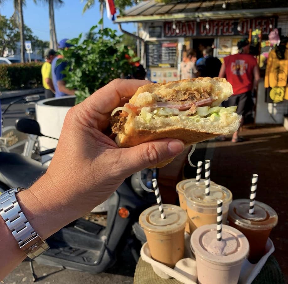 cuban sandwich and drinks