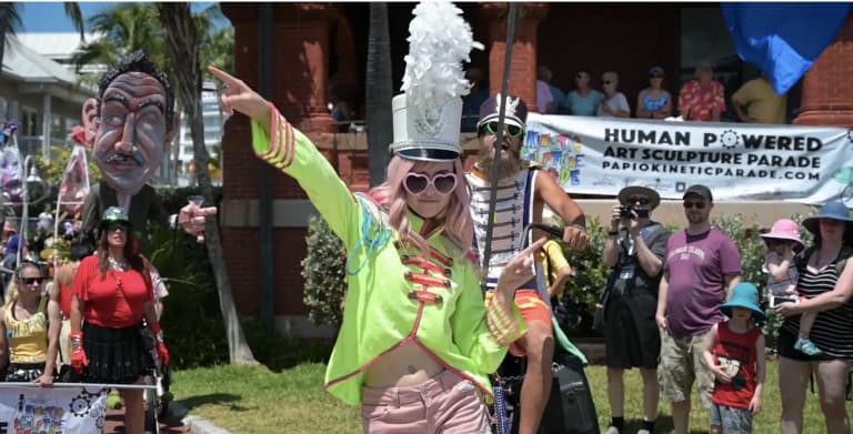 woman leading parade