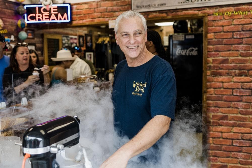man making ice cream