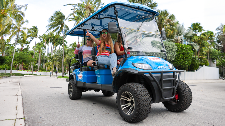 golfcart with entire family 