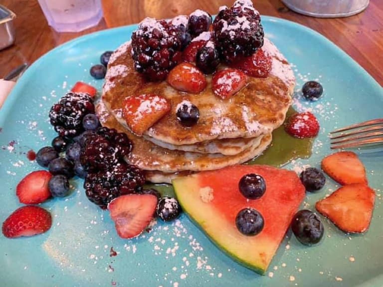 pancakes and fruit plate