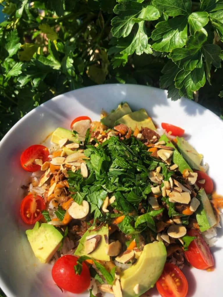 large salad at cafe