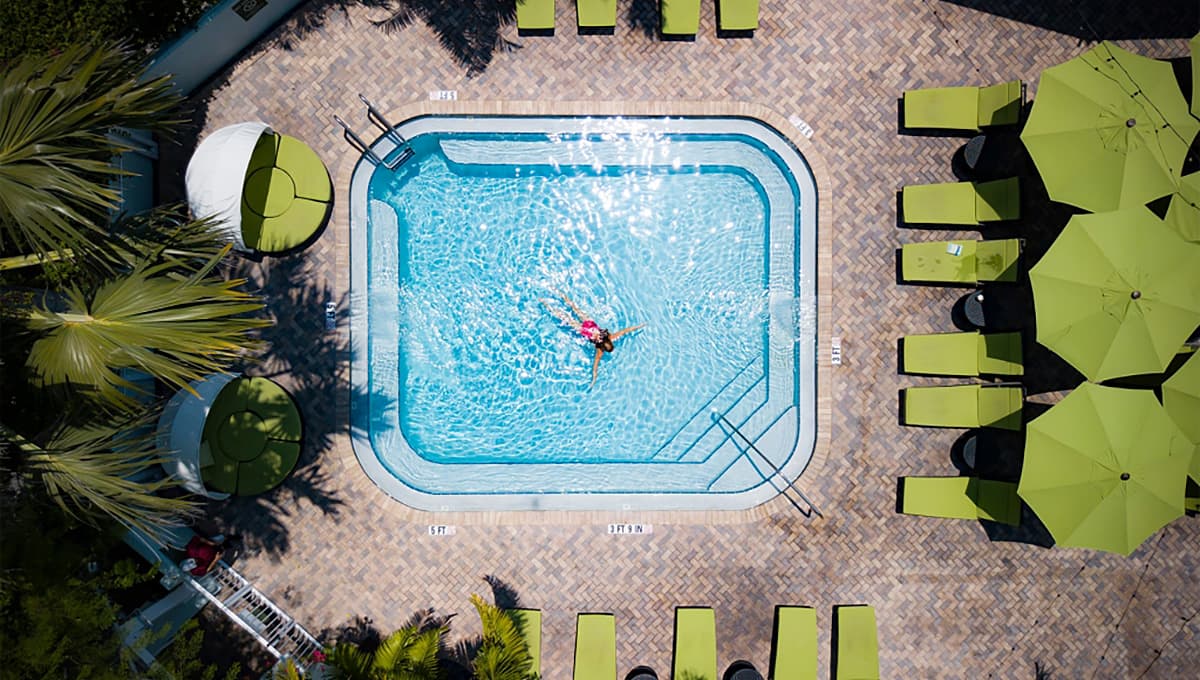 An aerial view of the pool